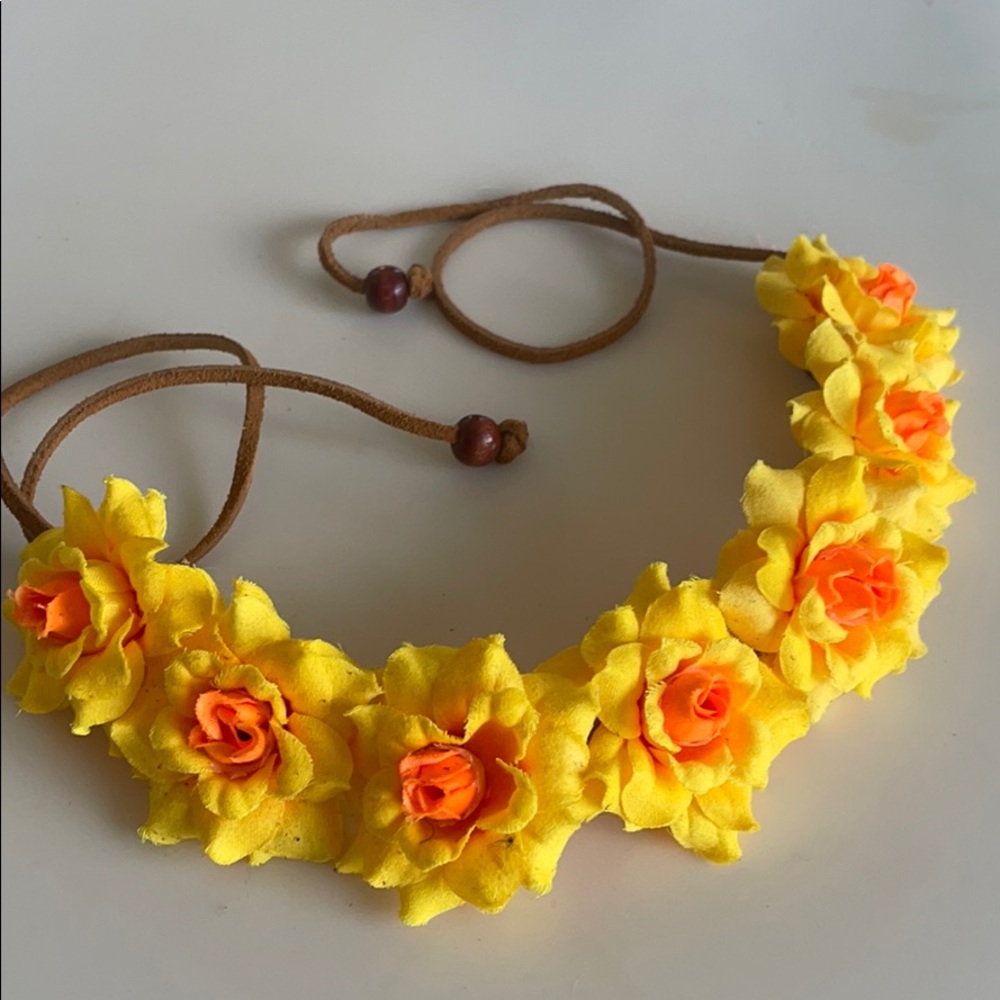 Yellow/orange boho flower headband